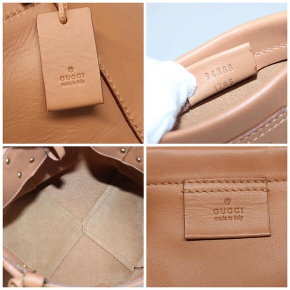GUCCI Hand Bag Leather Beige Gold - Picture 14 of 15